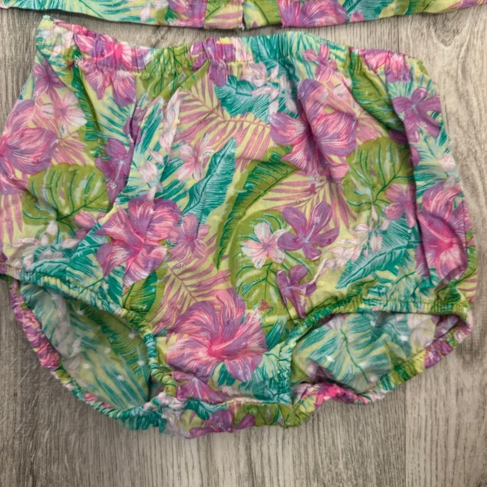 Tropical Floral Kids Dress Set - Pink and Green